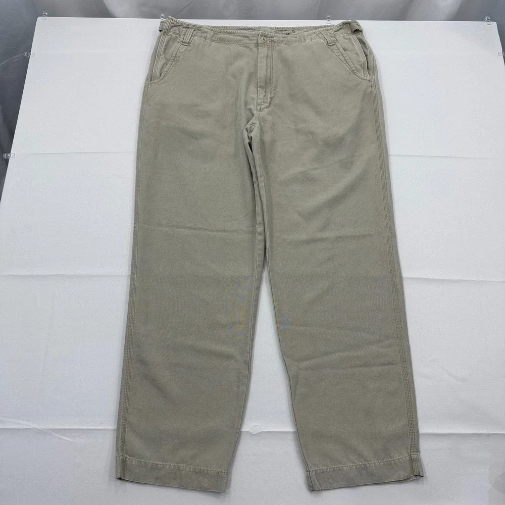 Tommy‎ Bahama Relax Chino Pants Mens 40 Khaki Tan Silk Cotton Blend Straight Leg